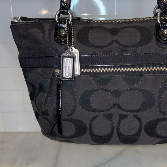 Coach Bag Purse Handbag Pocketbook Y2K Poppy Lurex Signature Logo Sateen Tote - Picture 2 of 16